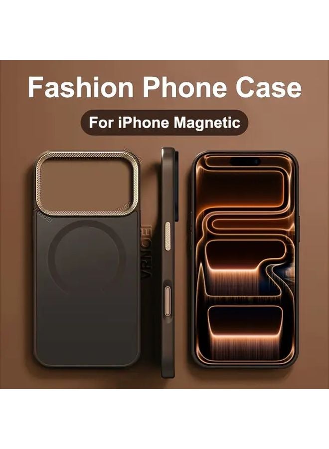 Dark Brown Magnetic Luxury Matte Translucent Shockproof Case for iPhone 16 Plus - Image 1